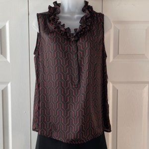 Nine West Ruffle Collar Polka Dot Blouse NWT